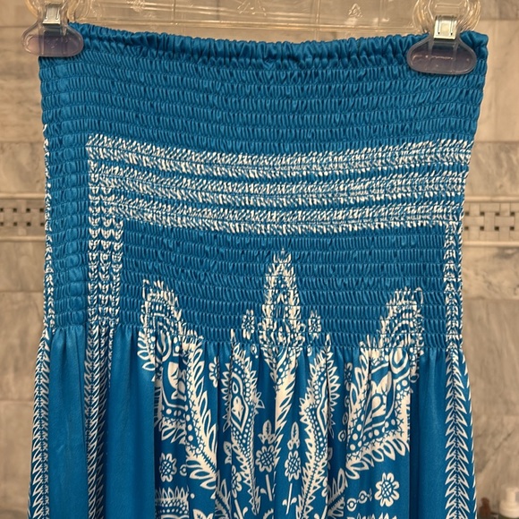 Blue n white strapless summer dress - Picture 2 of 7